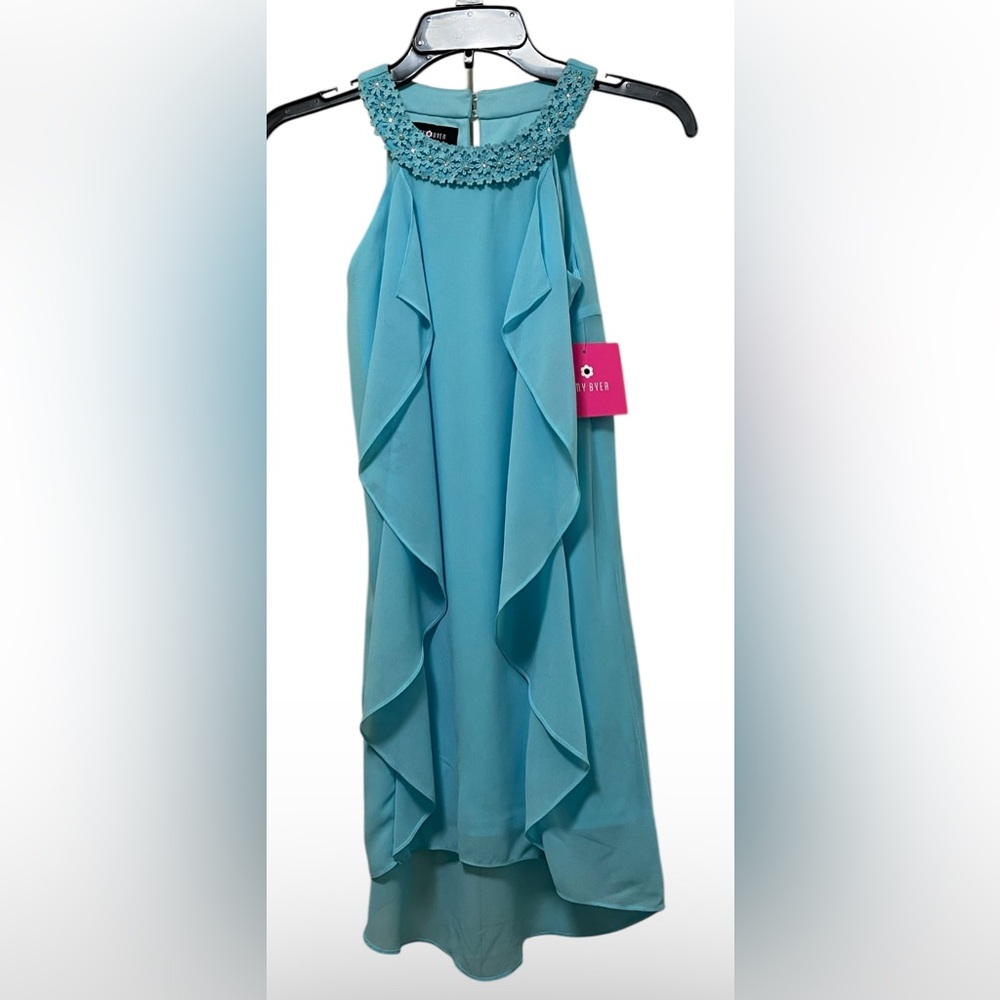 AMY BYER DRESS GIRL SLEEVELESS LIGHT BLUE COLOR WITH PRETTY ACCESSORIES SIZE M-6 - Picture 3 of 9